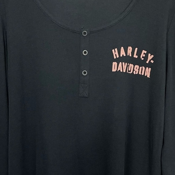 HARLEY-DAVIDSON Timeless Holdout Henley Ribbed Top Black NWT - Picture 5 of 13